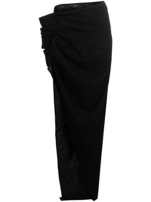 Vlnená dlhá sukňa Rick Owens čierna