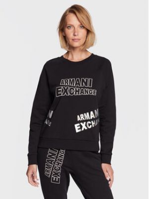 Bavlnená priliehavá mikina Armani Exchange - čierna