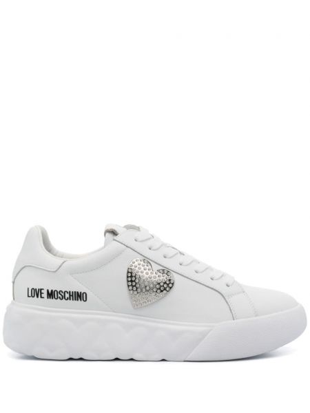 Baskılı deri sneaker Love Moschino beyaz