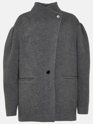Oversize вълнено късо палто Isabel Marant сиво