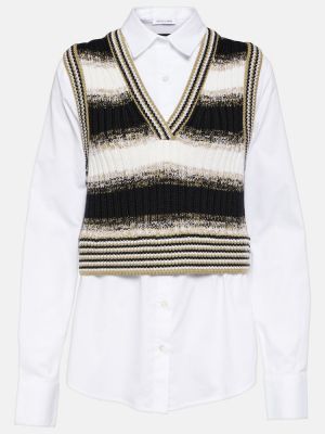Camicia di lana di cotone Veronica Beard bianco