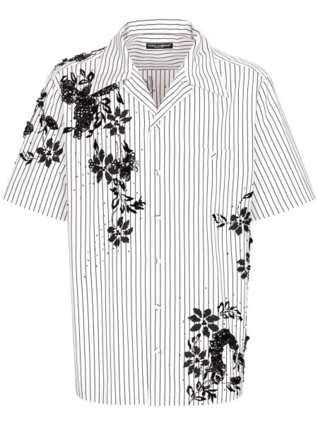 Koszula w kwiatki z nadrukiem Dolce And Gabbana biała