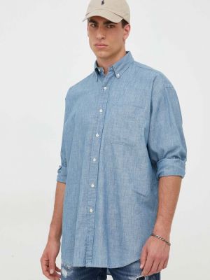 Pamučna košulja s gumbima bootcut Polo Ralph Lauren plava