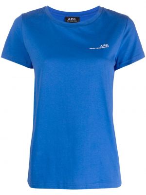 T-shirt con stampa con scollo tondo A.p.c. blu