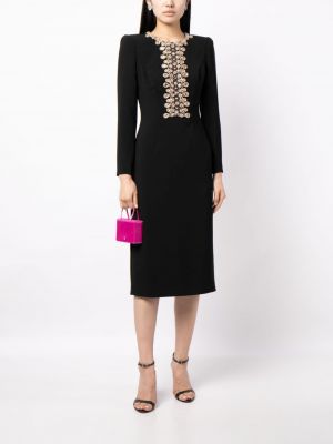 Křišťálové midi šaty Jenny Packham černé