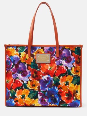 Borsa shopper a fiori Dolce & Gabbana marrone
