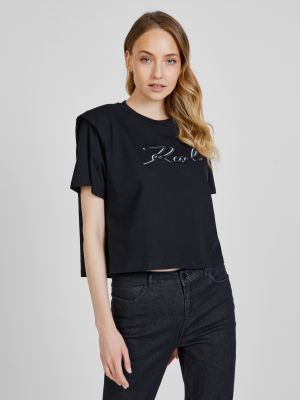 Koszulka z poduszkami na ramionach Karl Lagerfeld czarna