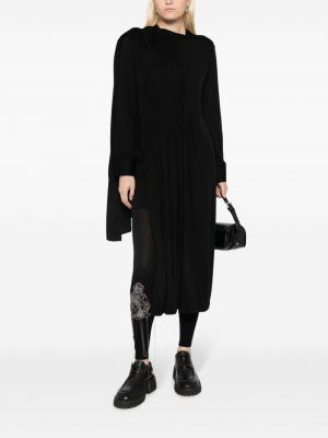 Robe mi-longue asymétrique drapé Yohji Yamamoto noir