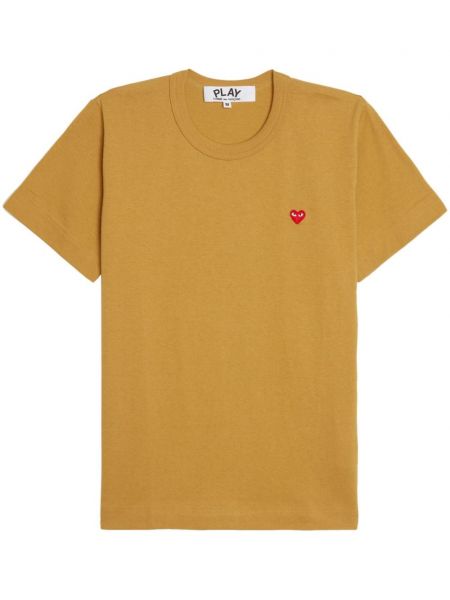 Medvilninis marškinėliai su širdelėmis Comme Des Garçons Play geltona