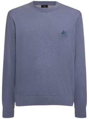 Памучен кашмирен пуловер Etro синьо