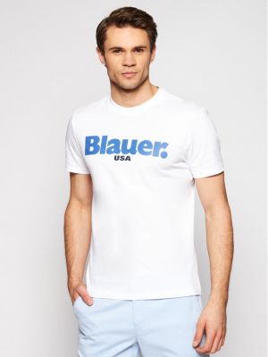 Slim fit priliehavé tričko Blauer biela