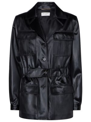 Kožená bunda z ekologickej kože Saint Laurent čierna