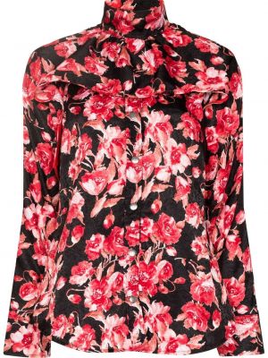 Trykt floral bluse Thebe Magugu svart