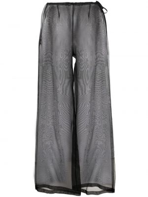 Прозрачни копринени прав панталон Barena черно