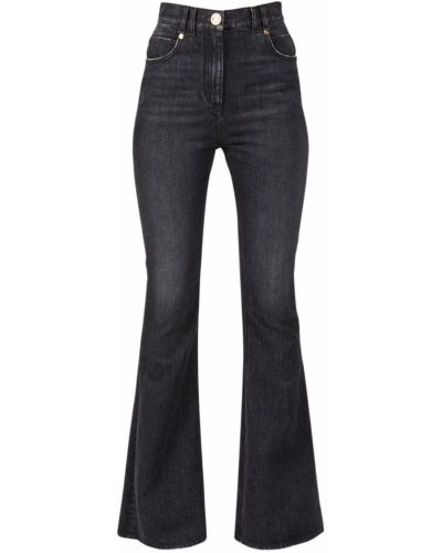Bavlněné zvonové džíny s vysokým pasem Balmain černé