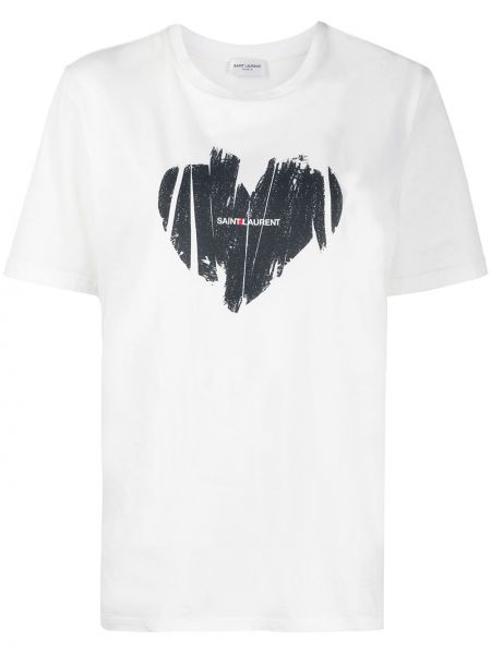 Тениска с принт със сърца Saint Laurent