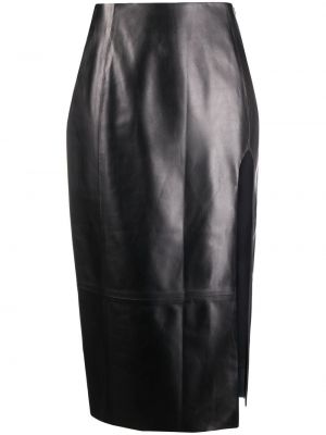 Falda midi ajustada de cuero Drome negro