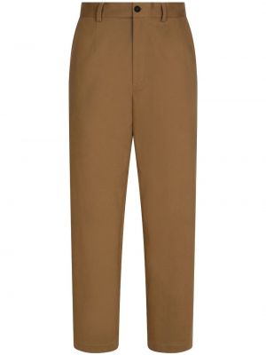 Bavlněné rovné kalhoty Dolce & Gabbana hnědé
