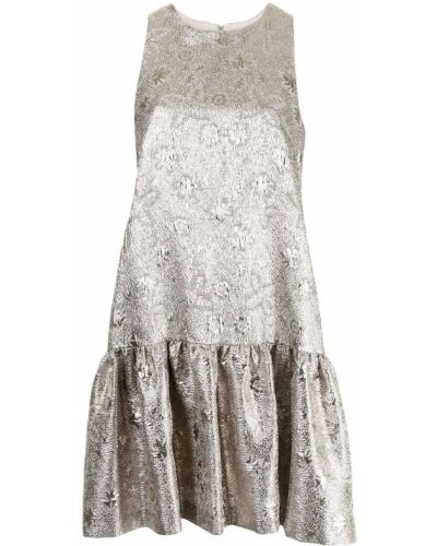 Платье с узором Lela Rose, серебряное