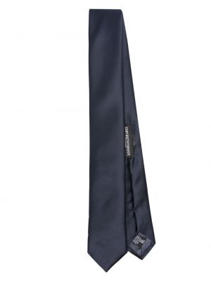 Modrá hedvábná saténová kravata Emporio Armani