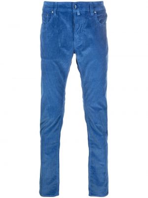 Slim fit manšestrové rovné kalhoty Jacob Cohen modré