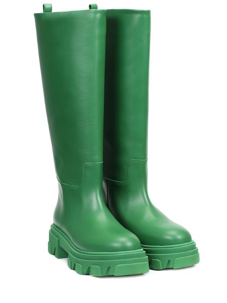 Кожаные сапоги Giaborghini зеленые