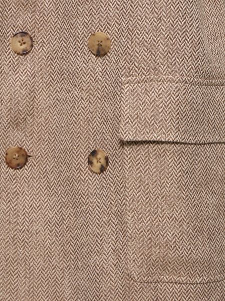 Lněný kabát Ralph Lauren Collection béžový