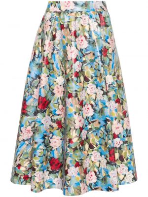 Midi suknja s cvjetnim printom s printom Alice + Olivia plava