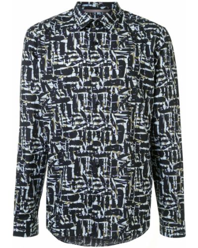 Camisa con estampado con estampado abstracto Gieves & Hawkes azul