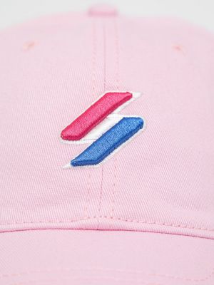 Bavlněný čepice s aplikacemi Superdry růžový