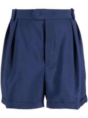 Mohair woll shorts mit plisseefalten Bally blau