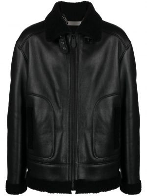 Usnjena jakna s potiskom Philipp Plein črna