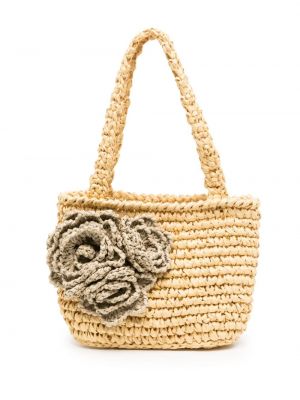 Плажна чанта на цветя 0711 бежово
