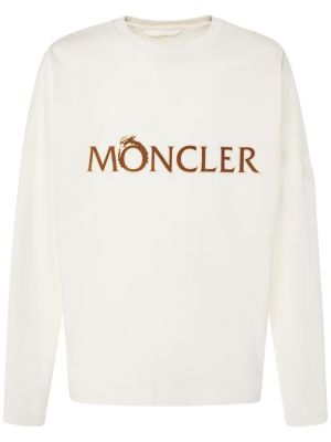 T-shirt manches longues en coton avec manches longues Moncler blanc