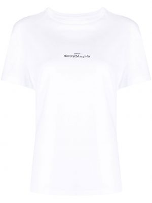 Βαμβακερή μπλούζα με κέντημα Maison Margiela λευκό