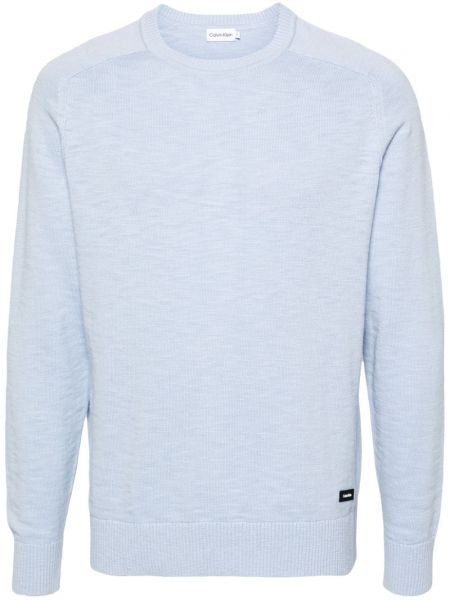 Памучен пуловер Calvin Klein синьо