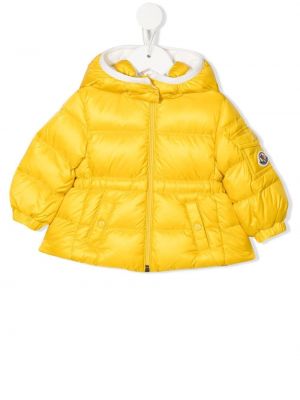 Pitkä takki tytöille Moncler Enfant keltainen