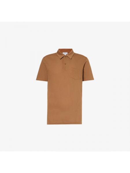 Рубашка-поло riviera с накладными карманами Sunspel коричневый