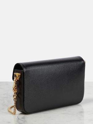 Usnjena pisemska torbica Gucci črna