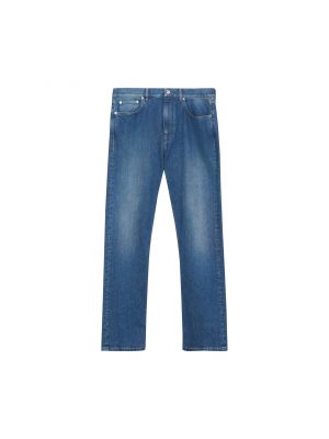Прямые джинсы с нашивкой-логотипом Burberry Monogram, темно-синий