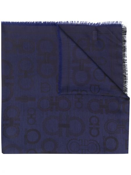 Bufanda de tejido jacquard Salvatore Ferragamo azul