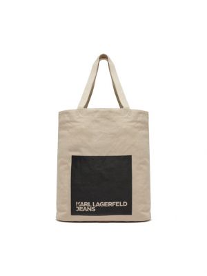 Τσάντα shopper Karl Lagerfeld Jeans μπεζ