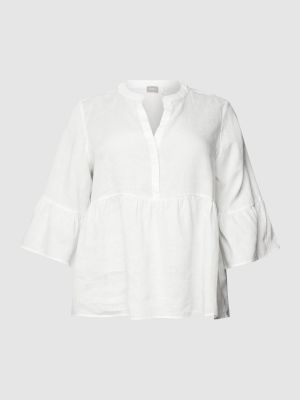 Lniana bluzka z dekoltem w serek Samoon biała