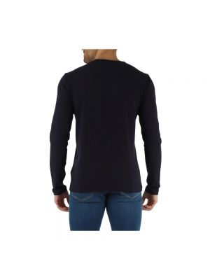 Camiseta de manga larga slim fit de algodón Calvin Klein azul