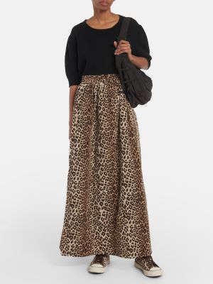 Bavlnená dlhá sukňa s potlačou s leopardím vzorom Visvim béžová