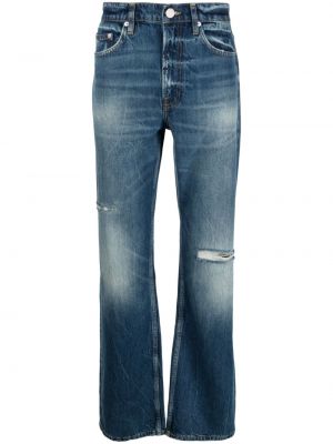 Skinny džíny s dírami s oděrkami Frame modré