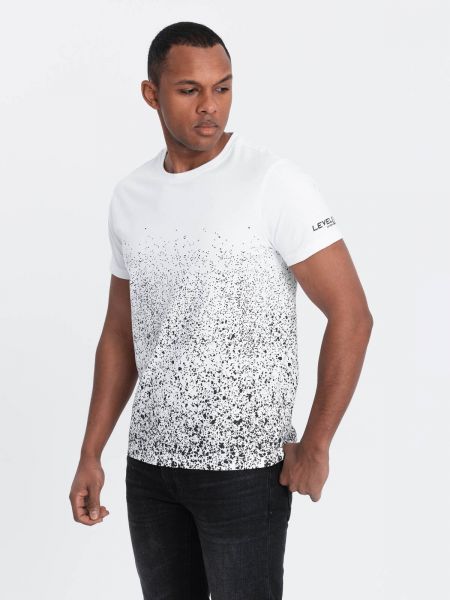 Spalvų gradiento rašto raštuotas medvilninis polo marškinėliai Ombre balta