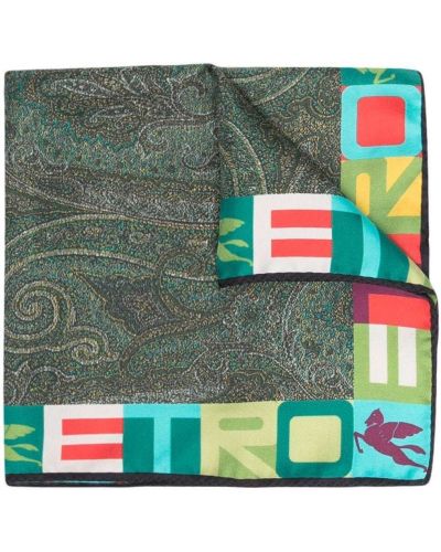 Bufanda de seda de cachemir con estampado Etro verde