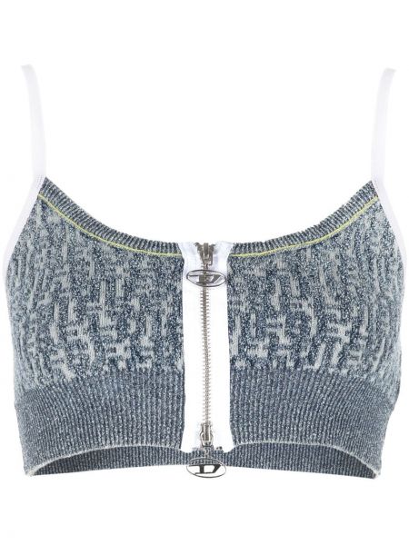 Jacquard crop top Diesel blå