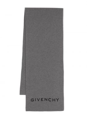 Dzianinowa haftowana szal Givenchy szara